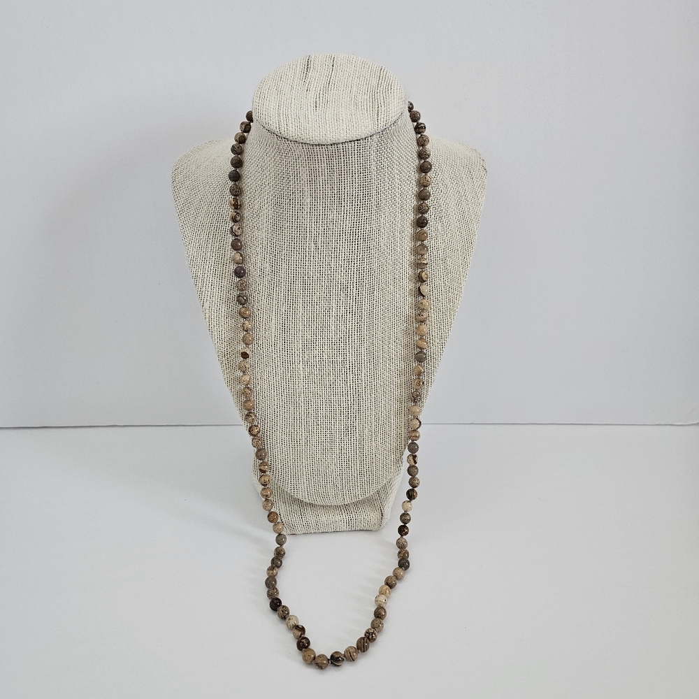 Natural Picture Jasper Hand-Knotted "Landscape" Rope Necklace